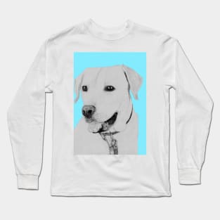 Golden Retriever in Blue Long Sleeve T-Shirt